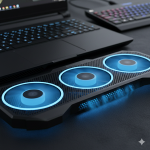 Gaming laptop cooling pad with multiple fans