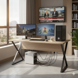 Office computer connected to UPS for power backup in Abuja