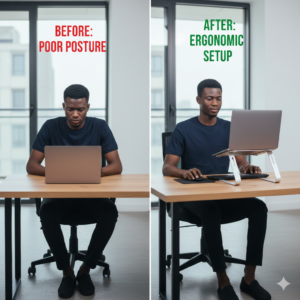 ergonomic laptop setup to improve laptop posture